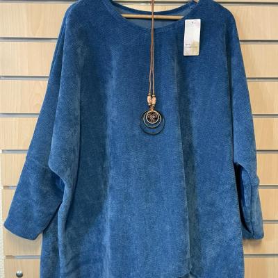 PULL  TUNIQUE  VELOUR COTELE OVERSIZE GRANDE TAILLE